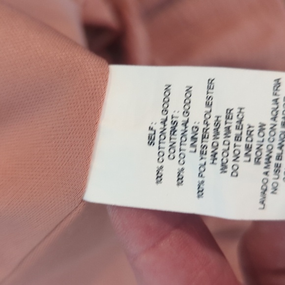 Cottagecore Pink Dress Pleated Tiered Eyelet Cotton Puff Sleeves Tiered Sz L - Picture 10 of 11